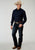 Roper Mens Horseshoe Broadcloth Blue Cotton Blend L/S Shirt