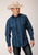 Roper Mens Floral Wallpaper Blue Cotton Blend L/S Shirt