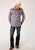 Roper Mens Fancy Applique Wine/White Cotton Blend L/S Shirt