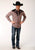 Roper Mens Fancy Yoke Horseshoe Wine/Cream Cotton Blend L/S Shirt