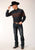 Roper Mens Saddle Border Stripe Black Cotton Blend L/S Shirt