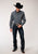 Roper Mens Blue Cotton Blend Wide Dobby Stripe L/S Shirt