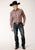 Roper Mens Cream Plaid Wine Cotton Blend L/S Shirt