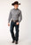 Roper Mens Small Scale Plaid Navy/Cream Cotton Blend L/S Shirt