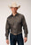 Roper Mens Floral Stripe Tonal Grey Poly/Cotton L/S Shirt
