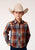 Roper Boys Longhorn Plaid Brown Cotton Blend L/S Shirt