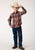 Roper Boys Longhorn Plaid Brown Cotton Blend L/S Shirt