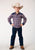 Roper Boys Cream Plaid Blue Cotton Blend L/S Shirt