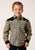 Roper Boys Windowpane Plaid Olive/Cream Cotton Blend L/S Shirt