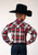 Roper Boys Black/Grey Plaid Red Cotton Blend L/S Shirt