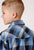 Roper Boys White Plaid Blue Cotton Blend L/S Shirt
