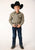 Roper Boys 55/45 Plaid Olive/Cream Cotton Blend L/S Shirt