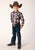 Roper Boys White Plaid Red Cotton Blend L/S Shirt