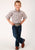 Roper Boys Kids Navy/Rust Cotton Blend Windowpane S/S Plaid Shirt
