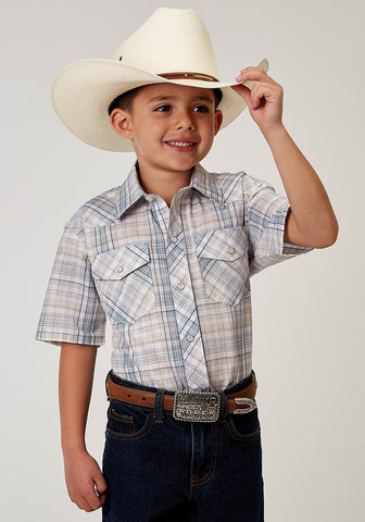 Roper Kids Boys 1976 Multi Plaid Multi-Color Cotton Blend S/S Shirt