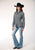 Roper Womens White Floral Black Cotton Blend L/S Shirt