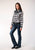 Roper Womens Grey Plaid Black Cotton Blend L/S Shirt
