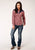 Roper Womens Red/Navy Cotton Blend Small Plaid L/S Fancy Shirt