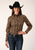 Roper Womens Multi Plaid Brown Cotton Blend L/S Shirt