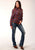 Roper Womens 825 Plaid Wine/Peri Cotton Blend L/S Shirt