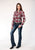 Roper Womens Grey Plaid Red Cotton Blend L/S Shirt