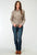 Roper Womens 1968 Desert Plaid Brown Cotton Blend L/S Shirt