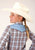 Roper Kids Girls 1634 Plaid Blue/Chocolate Cotton Blend Fancy L/S Shirt