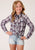 Roper Kids Girls 1510 Plaid Wine/Navy Cotton Blend Fancy L/S Shirt