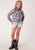 Roper Kids Girls 1510 Plaid Wine/Navy Cotton Blend Fancy L/S Shirt