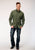Roper Mens Drybrush Diamonds Green 100% Cotton L/S Shirt