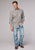 Roper Mens 2007 Distressed Aztec Cream 100% Cotton L/S Shirt