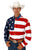 Roper Mens Stars Striped Pieced Flag Red/Blue 100% Cotton L/S Shirt