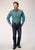 Roper Mens Lattice Medallion Blue 100% Cotton L/S Shirt