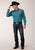 Roper Mens Black Fill Teal 100% Cotton L/S Shirt