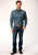 Roper Mens Grey 100% Cotton Cottage Foulard BD L/S 1 Pkt Shirt