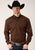 Roper Mens Brown 100% Cotton Black Fill BD L/S Btn Shirt