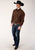Roper Mens Brown 100% Cotton Black Fill BD L/S Btn Shirt