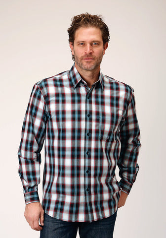 Roper Mens West Plaid Black 100% Cotton L/S Shirt
