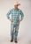 Roper Mens Meadow Plaid Green 100% Cotton Tall L/S Shirt