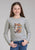 Roper Kids Girls Flower Horse Grey Cotton Blend L/S T-Shirt