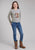 Roper Kids Girls Flower Horse Grey Cotton Blend L/S T-Shirt