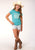 Roper Kids Girls Barrel Racing Blue Poly/Rayon S/S T-Shirt