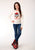 Roper Kids Girls Kitty Up White Poly/Rayon L/S T-Shirt