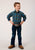 Roper Boys Diamond Dobby Plaid Blue 100% Cotton L/S Shirt