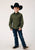 Roper Boys Drybrush Diamonds Green 100% Cotton L/S Shirt