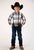 Roper Boys Desert Plaid Blue 100% Cotton L/S Shirt