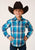 Roper Boys Moon Plaid Blue Cotton Blend L/S Shirt