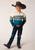 Roper Boys Sawtooth Border Blue 100% Cotton L/S Shirt