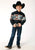 Roper Boys Blanket Aztec Border Black 100% Cotton L/S Shirt