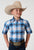 Roper Boys Poplin Plaid Blue Cotton Blend S/S Shirt